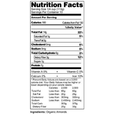 Almonds, Organic , Non-Pasteurized, Raw  (imported, Spain, Italy) - Image 4